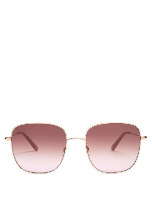 Matchesfashion.com Garrett Leight - Tuscany 55 Square Frame Sunglasses - Womens - Pink Multi