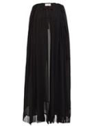 Matchesfashion.com Saint Laurent - Tassel-fringed Long Crepe Cape - Womens - Black