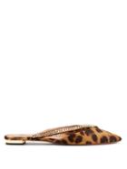 Matchesfashion.com Aquazzura - Sabine Chain Embellished Backless Mules - Womens - Leopard
