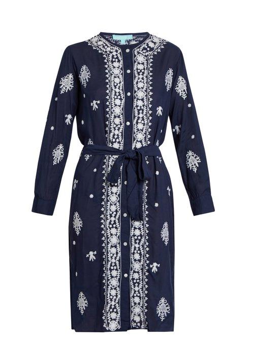 Matchesfashion.com Melissa Odabash - Fleur Embroidered Dress - Womens - Navy White
