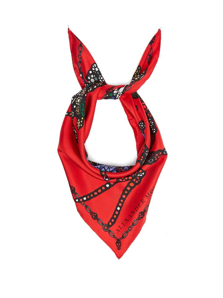 Alexander Mcqueen Spider And Jewel-print Silk Scarf