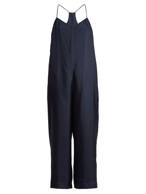 Matchesfashion.com Tibi - Mendini Twill Jumpsuit - Womens - Navy