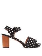 Matchesfashion.com Alexachung - Polka Dot Block Heel Sandals - Womens - Black White