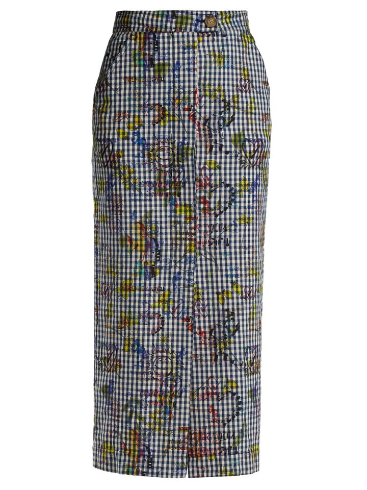 Vivienne Westwood Anglomania Gingham And Print Pencil Skirt