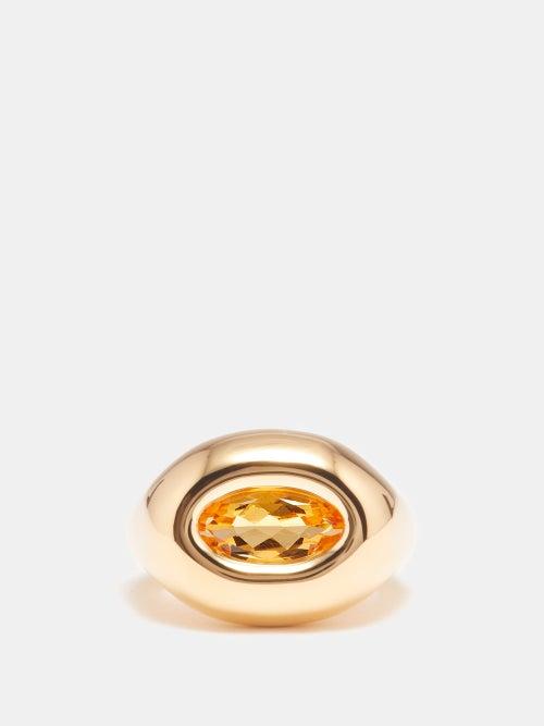 Jupiter - Bold Citrine & 18kt Gold-plated Ring - Womens - Gold Multi