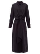 Matchesfashion.com Cefinn - Esther Tied-front Crepe Shirt Dress - Womens - Navy