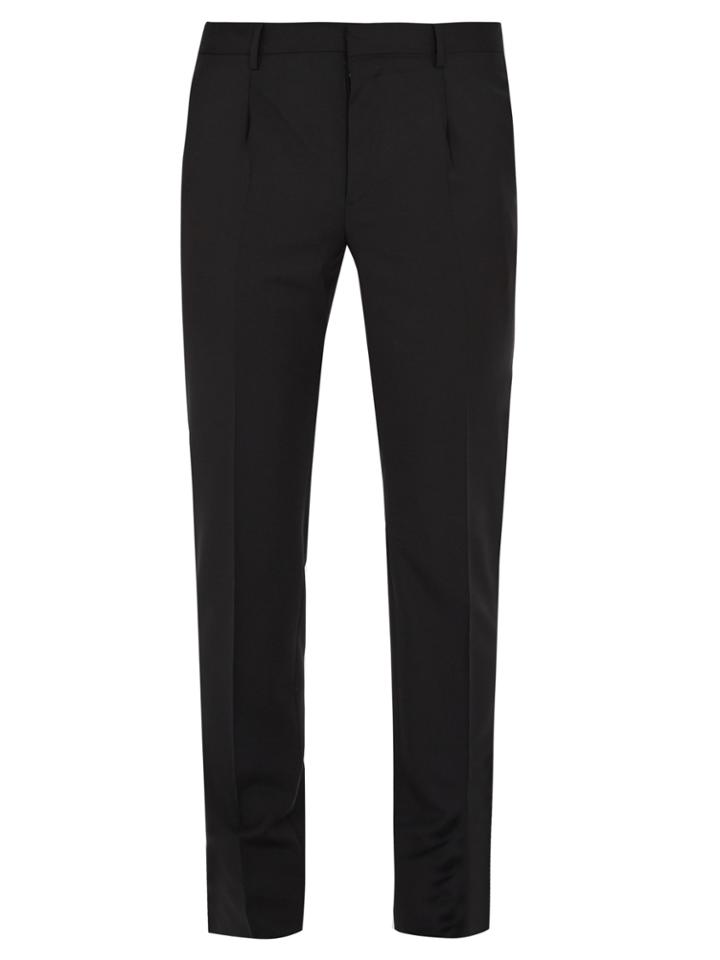 Valentino Pleated Mid-rise Slim-leg Wool-blend Trousers