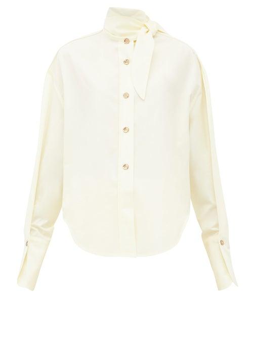 Matchesfashion.com Petar Petrov - Beatrix Cotton Blend Poplin Shirt - Womens - Yellow