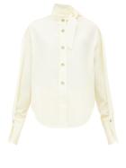 Matchesfashion.com Petar Petrov - Beatrix Cotton Blend Poplin Shirt - Womens - Yellow
