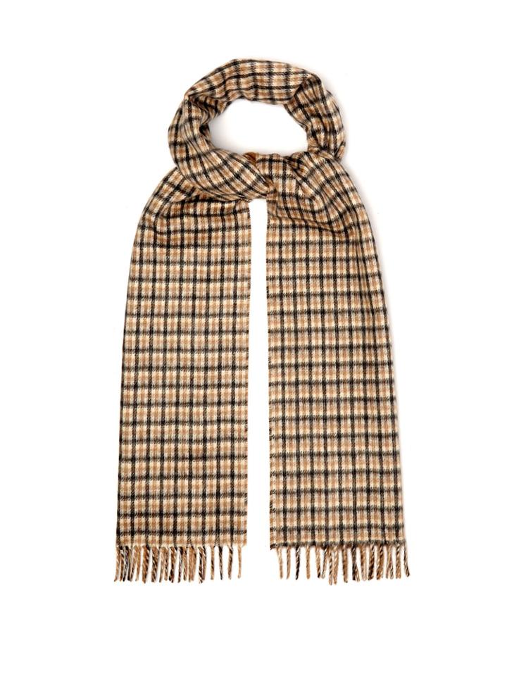 Prada Reversible Checked Silk And Cashmere-blend Scarf