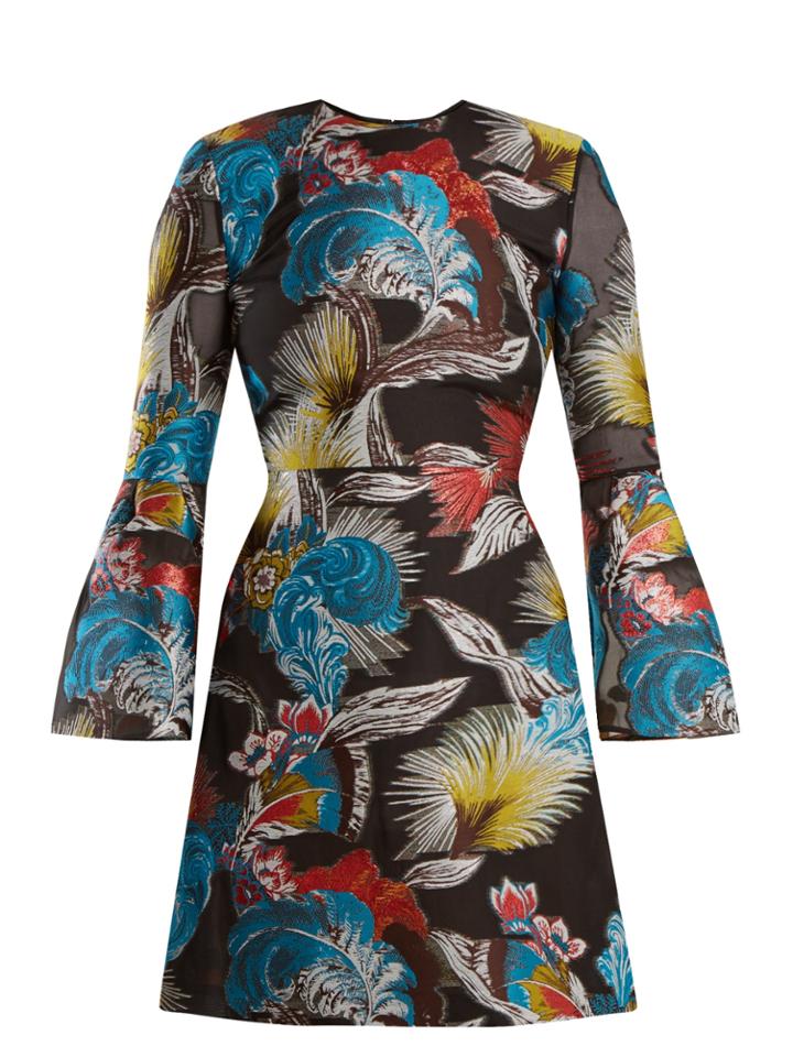 Mary Katrantzou Ligretto Feather-jacquard Mini Dress