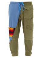 Matchesfashion.com Greg Lauren - Patchwork Canvas And Jersey Track Pants - Mens - Green