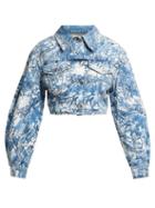 Matchesfashion.com Off-white - Tapestry Print Cropped Denim Jacket - Womens - Blue White