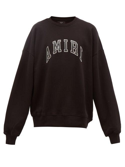 Matchesfashion.com Amiri - Logo Appliqu Cotton Sweatshirt - Mens - Black