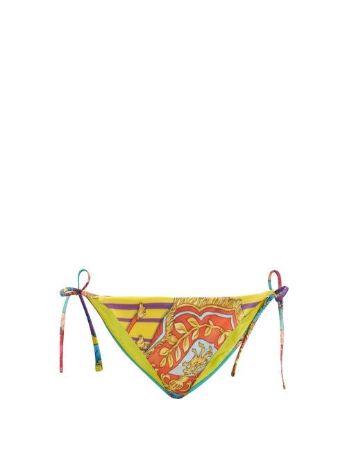 Versace - Royal Rebellion-print Tie-side Bikini Briefs - Womens - Orange Print