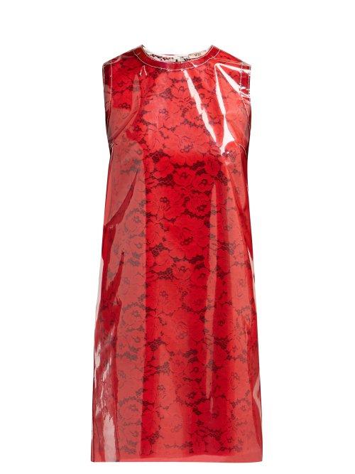 Matchesfashion.com No. 21 - Sleeveless Lace And Pvc Shift Dress - Womens - Red