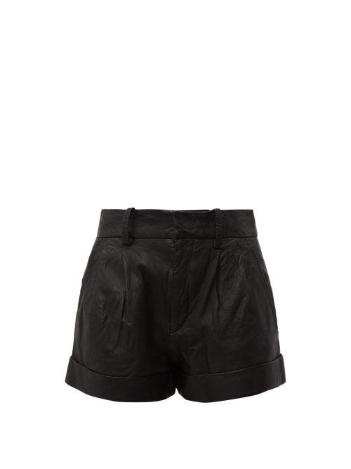 Matchesfashion.com Isabel Marant Toile - Abot High Rise Washed Leather Shorts - Womens - Black