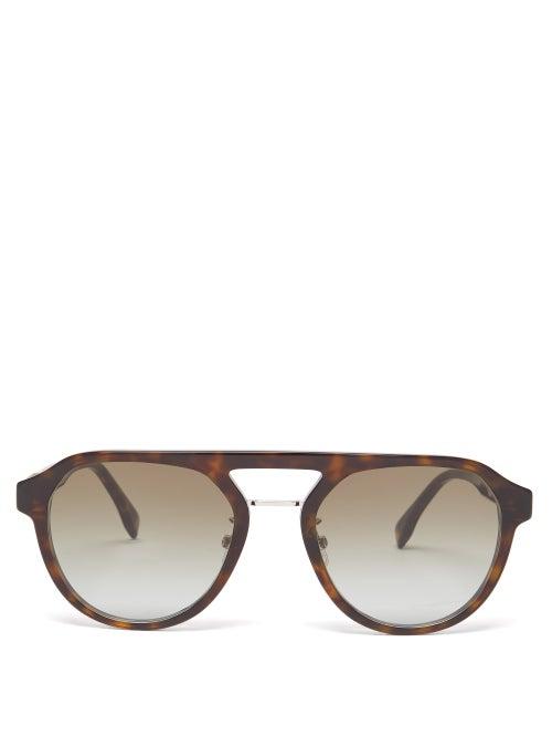 Fendi - Havana Acetate Navigator Sunglasses - Mens - Brown