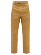 Gucci - Web-stripe Cropped Cotton Serge-twill Trousers - Mens - Camel