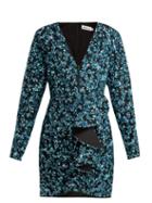 Matchesfashion.com Self-portrait - Sequin Embellished V Neck Mini Dress - Womens - Blue
