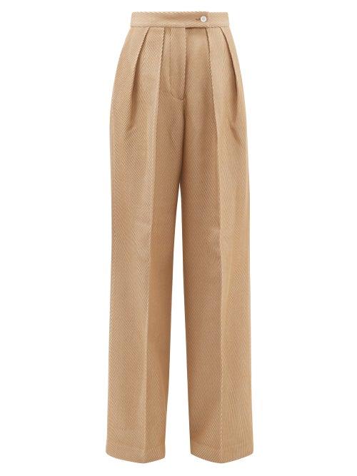 Matchesfashion.com Acne Studios - Pristine Pleated Wool Blend Wide Leg Trousers - Womens - Beige