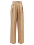 Matchesfashion.com Acne Studios - Pristine Pleated Wool Blend Wide Leg Trousers - Womens - Beige