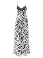 Matchesfashion.com Issimo X Loretta Caponi - Lace-trimmed Zebra-print Silk-charmeuse Slip Dress - Womens - Animal