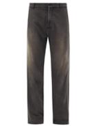 Balenciaga - Faded Cotton-jersey Straight-leg Trousers - Mens - Black