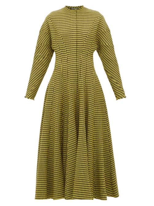 Matchesfashion.com Vika Gazinskaya - Panelled Houndstooth Wool Dress - Womens - Brown Multi