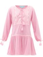 Matchesfashion.com Melissa Odabash - Millie Lace-up Embroidered Cotton Kaftan - Womens - Pink