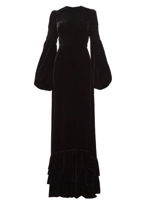 Matchesfashion.com The Vampire's Wife - Runaway Balloon Sleeve Velvet Gown - Womens - Black