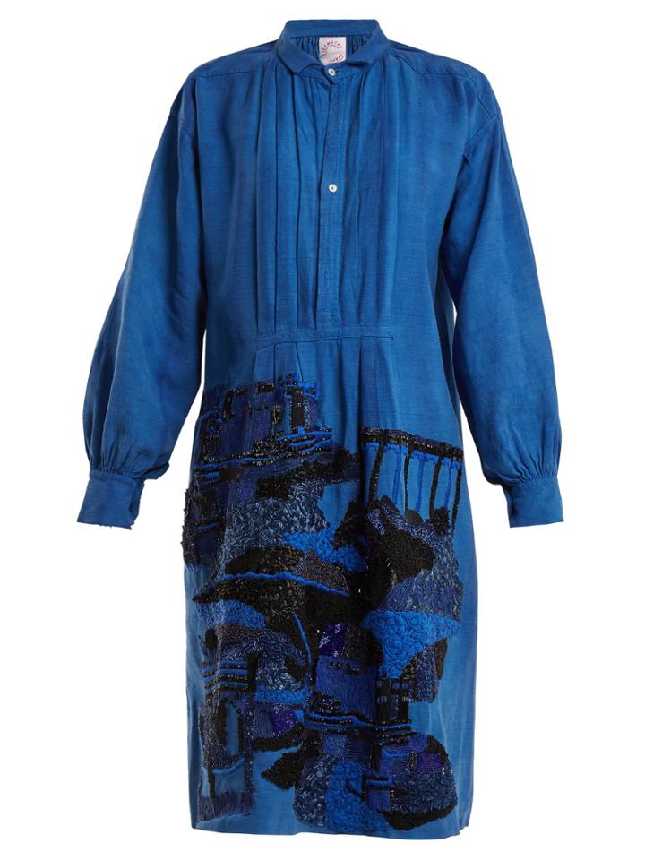 Kilometre Paris Karimabad Bead-embellished Linen Shirtdress