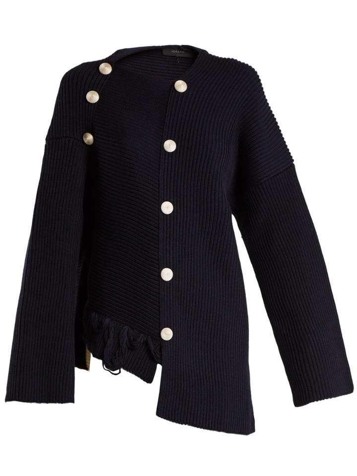 Joseph Asymmetric Ribbed-knit Wool Sweater