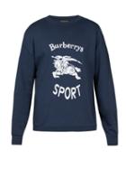 Matchesfashion.com Burberry - Unisex Logo Print Cotton Blend Sweatshirt - Mens - Navy