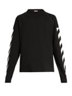 Moncler O Striped-sleeve Cotton-jersey Sweatshirt