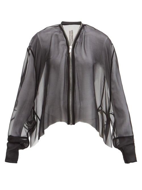 Matchesfashion.com Rick Owens - Asymmetric Zipped Silk-chiffon Jacket - Womens - Black