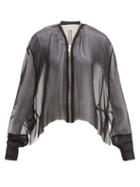 Matchesfashion.com Rick Owens - Asymmetric Zipped Silk-chiffon Jacket - Womens - Black