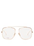 Matchesfashion.com Fendi - Aviator Metal Glasses - Womens - Rose Gold