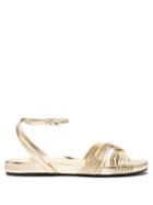 Matchesfashion.com Prada - Metallic Leather Knotted Strap Sandals - Womens - Gold