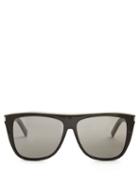 Matchesfashion.com Saint Laurent - Combi Flat Top Acetate Sunglasses - Womens - Black Multi