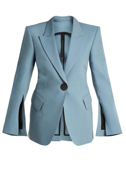 Matchesfashion.com Petar Petrov - Jovan Single Breasted Wool Blend Blazer - Womens - Blue