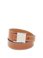 Matchesfashion.com Loewe - Logo-engraved Leather Wrap Bracelet - Mens - Brown