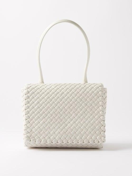Bottega Veneta - Patti Intrecciato-leather Top-handle Bag - Womens - White