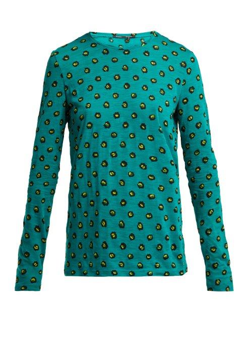 Matchesfashion.com Proenza Schouler - Pansy Print Long Sleeved Cotton T Shirt - Womens - Green Multi