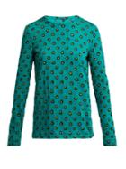 Matchesfashion.com Proenza Schouler - Pansy Print Long Sleeved Cotton T Shirt - Womens - Green Multi