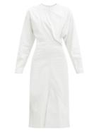 Matchesfashion.com Isabel Marant - Lazuli Panelled Leather Midi Dress - Womens - White