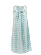 Domi - Tie-neckline Floral-print Cotton Nightdress - Womens - Blue Multi