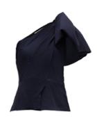 Matchesfashion.com Roland Mouret - Toulon Silk Seersucker Top - Womens - Navy