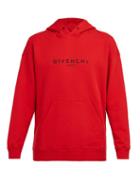Matchesfashion.com Givenchy - Distressed Logo Print Cotton Hooded Sweatshirt - Mens - Red