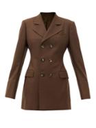 Matchesfashion.com Connolly - Double-breasted Longline Wool-blend Jacket - Womens - Dark Brown